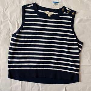 Michael Kors Blue and White Stripe Vest XL NWT